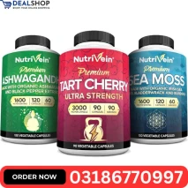 Nutrivein Moss Capsules, Ashwagandha and Tart Cherry Capsules