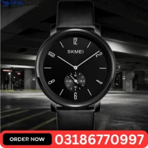 Skmei Fashion Quartz Business Simple Leather Waterproof Watch for Men